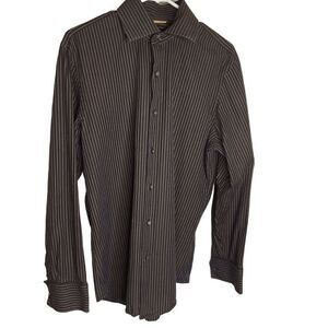 BANANA Republic Men's Shirt Brown Vertical Stripes Long Sleeve Size M